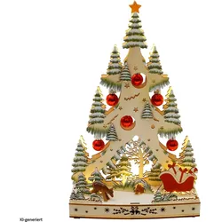 HTI-Living, Weihnachtsbeleuchtung, LED Schwibbogen Weihnachtsbaum mit Kugeln und Schlitten