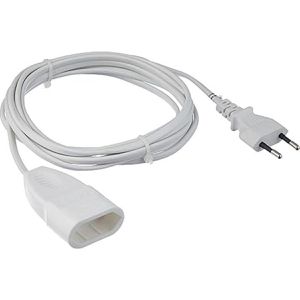Meister Verlängerungskabel 7431510, für innen, Eurostecker, Kabeltyp H03VVH2-F aus Kunststoff, weiß, 5 m