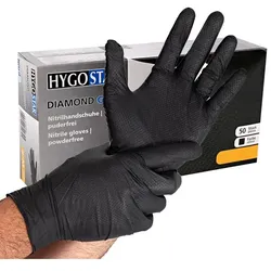 Nitrilhandschuhe Hygostar Diamond Grip schwarz L hervorragender Griff bei Nässe, Öl, Fett, 50 Stück/Box
