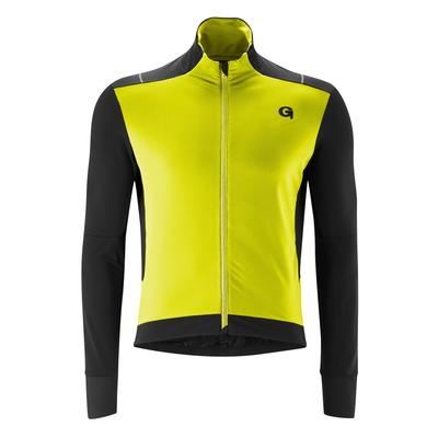 Radtrikot GONSO "BAVELLA", Herren, Gr. S, gelb (neongelb), 87% Polyester. 13% Elasthan, hoch geschlossener Ausschnitt, Trikots, Herren langarm Fahrradtrikot mit effizienter Wärmeisolierung