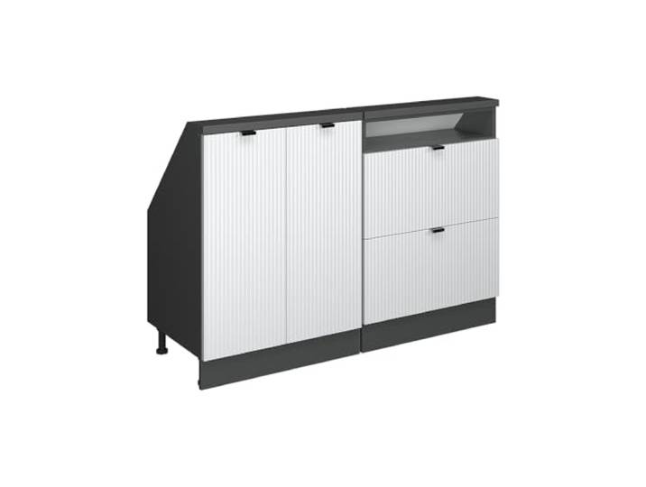 Vicco Dachschrägenschrank-Set Rion, Weiß Riffel/Anthrazit
