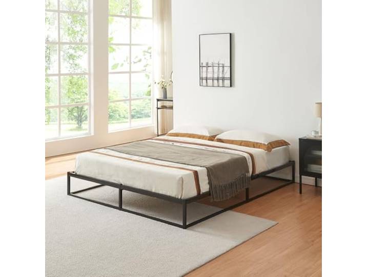 [en.casa] Bett Trerunta Metallbett 160 x 200 cm Doppelbett Bettgestell aus Metall Betten Stauraum unter dem Bett Bettrahmen Stahl Schwarz