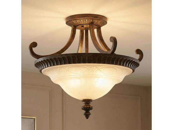 FEISS Deckenlampe DRAWING, dimmbar, braun / rost, für Wohn- / Esszimmer, Metall, Antik, Deckenlampe