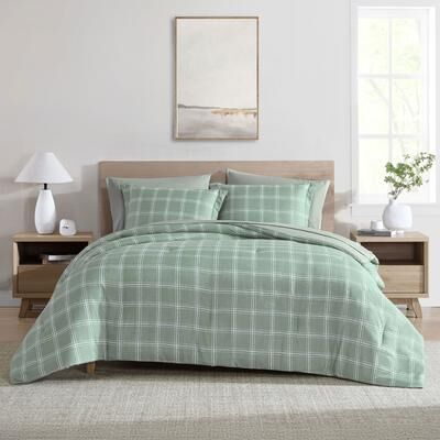 Swift Home Plaid Reversible Bed in a Bag 7PC Bedding Comforter & Sheet Set