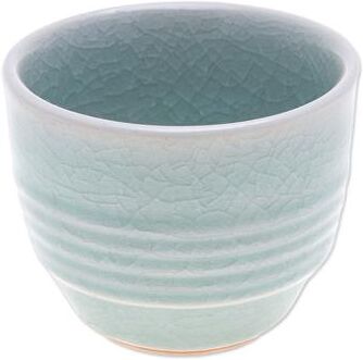 Novica Handmade Relaxing Afternoon Celadon Ceramic Teacup