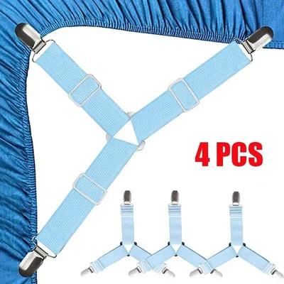 Uplifted Finds Triangle Adjustable Bed Sheet Holder Clips 4 Pcs Blue