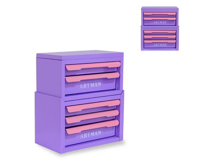 Boîte à outils, armoire à outils avec poignées métalliques élégantes, 'empilable', boîte à maquillage élégante avec tiroirs, gain de place, conteneur polyvalent