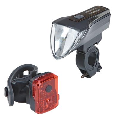 Fahrradbeleuchtung PROPHETE "LED Akku Beleuchtungsset 70 Lux", schwarz, Fahrradlampen