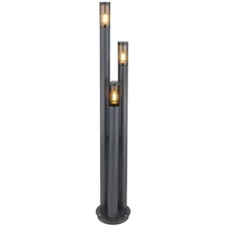 LED Außenlampe Standleuchte Wegeleuchten Außen Edelstahl Gartenleuchte Groß für draußen, anthrazit rauch, 3x 7W 3x 630lm warmweiß, DxH 28x170 cm