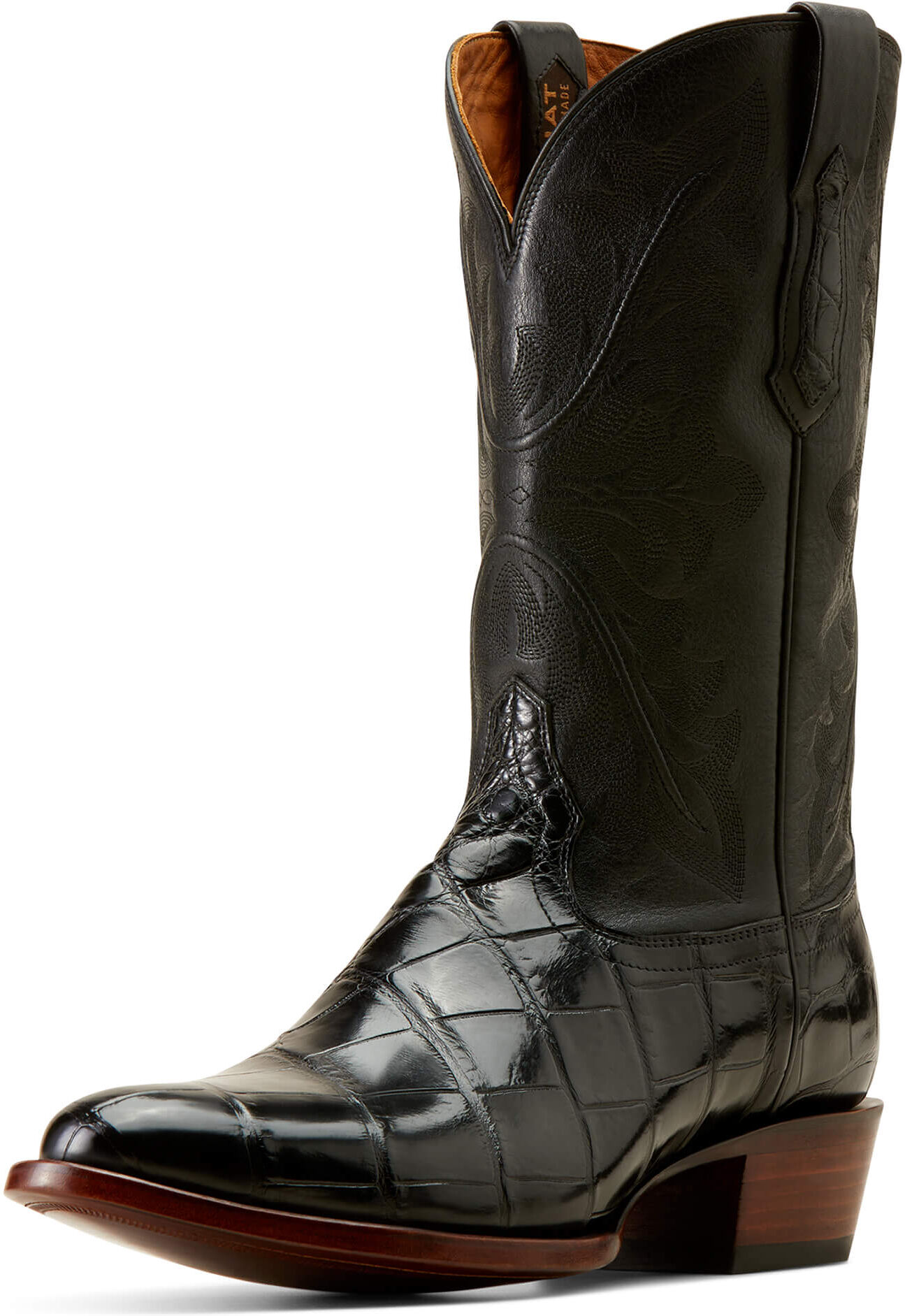 Men's Bench Made James Cowboy Boots in Black American Alligator, Size: 7 D / Medium by Ariat