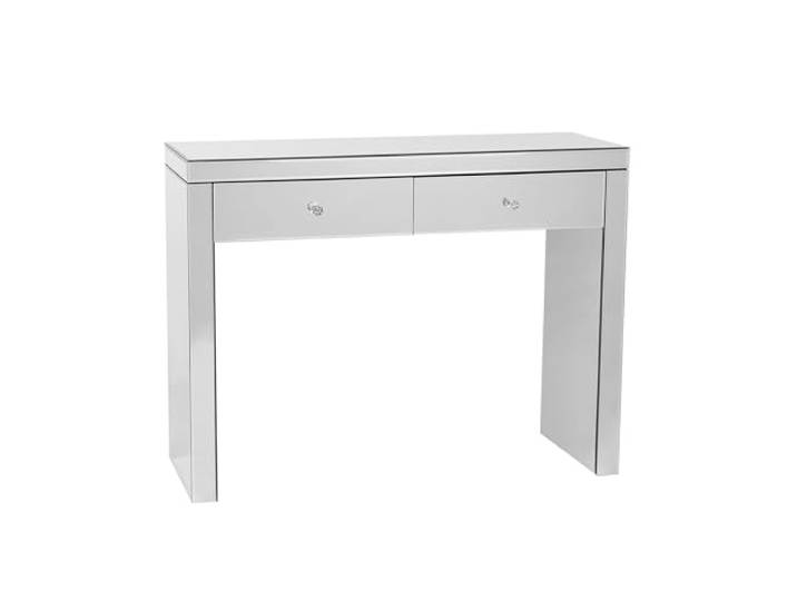 Beliani Konsolentisch Silber Glas 2 Schubladen Stilvoller Spiegeleffekt Glamourös, 100 x 35 x 77 cm