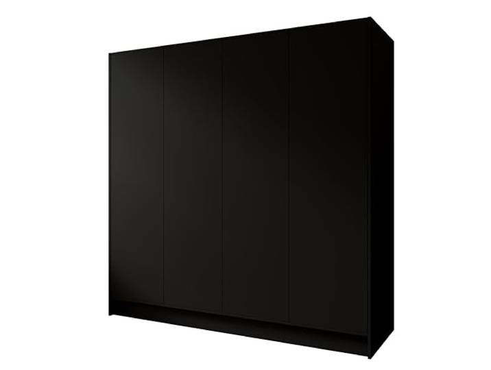 Margaret Hadas24 Drehtürenschrank Goya Kleiderschrank, Spiegel, Griffen, Push-to-Open Tip-ON, großer Stauraum, Regale, Glatte Türen (schwarz, 200 cm)