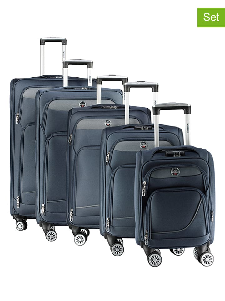 Geographical Norway 5tlg. Softcase-Trolleyset "Show" in Dunkelblau - onesize
