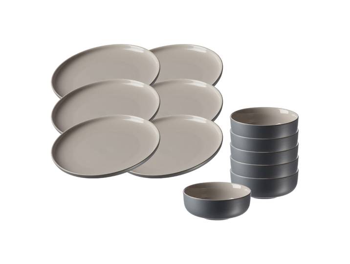 Geschirr-Set RITZENHOFF & BREKER Frühstücksset Jasper 12er Set , grau, 12, Keramik, Geschirr-Sets, Geschirr-Set, Spülmaschinengeeignet