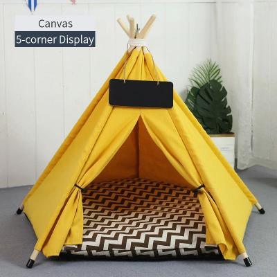 Uplift Essentials Pet Teepee Tent With Cushion And Blackboard For Cats And Dogs m yellow