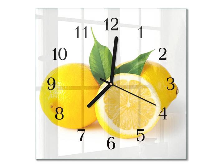 Tulup Wanduhr 30x30 cm - Zitronen, Gelb, Glas, Quadratisch, 30x30x0.4 cm, Dekoration, Uhren, Wanduhren