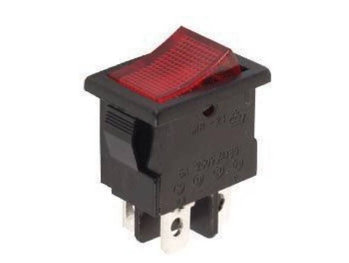 VERMOGEN ROCKERSCHAKELAAR DPST ON-OFF 5A-250V - ROOD