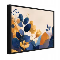 BILDER mit Rahmen Abstrakt Blätter Beige 100x70 cm
