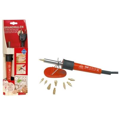 Brandmalkolben mit 9 Aufsätzen Euro Stecker 230V/30W