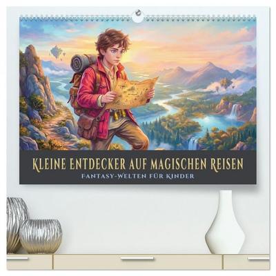 Kleine Entdecker auf magischen Reisen - Fantasy-Welten für Kinder (hochwertiger Premium Wandkalender 2027 DIN A2 quer), Kunstdruck in Hochglanz