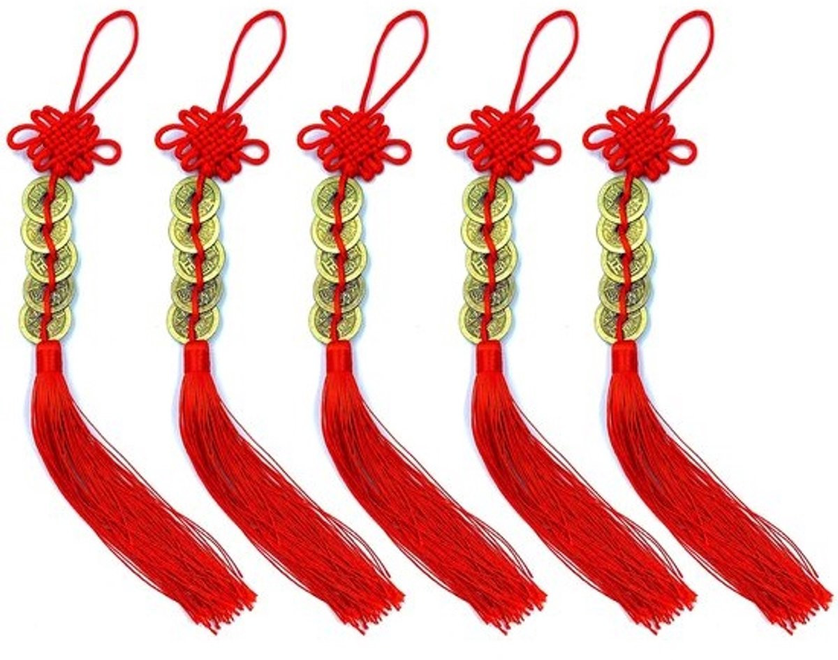 Dailygoods Geluksmunt 5 Stuks - Chinese Geluksbrenger voor Feng Shui, Rijkdom en Succes