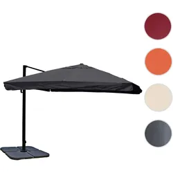 Gastronomie-Ampelschirm HWC-A96, 3,5x3,5m (Ø4,95m) Polyester/Alu 25kg ~ Flap, anthrazit mit Ständer