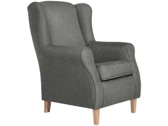 Max Winzer Ohrensessel Lesesessel, Hellgrau, Holz, Buche, 77x103x86 cm, Goldenes M, Made in Europe, Wohnzimmer, Sessel, Polstersessel