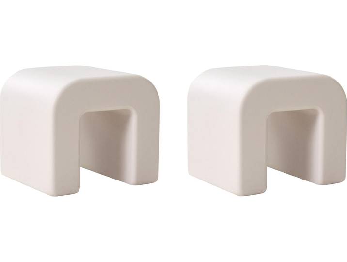 BELIANI Beistelltisch 2er Set Hellgrau Kunststoff Organische U-Form Modernes Design In- & Outdoor Wasserbeständig Rostbeständig Sofatisch Sitzhocker