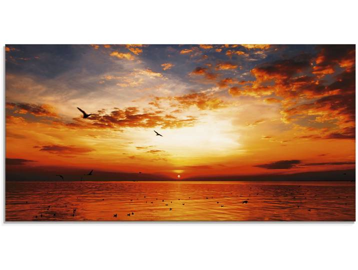 Glasbild ARTLAND Sonnenuntergang am Strand , orange (farbe bild(er): orange), B:100cm H:50cm, Bilder, Glasbild, in verschiedenen Grössen