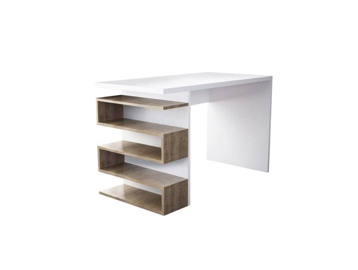 Bureau design avec rangements latéraux marron