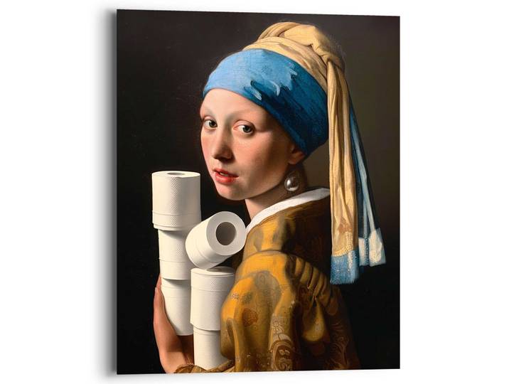 Deco-Panel REINDERS Toiletpaper Girl , blau (farbe bild(er): blau), B:40cm H:50cm T:2cm, MDF, Bilder, Deco-Panel, Toilette - Blau - MDF - Kunst - 40x50 cm