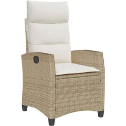 vidaXL Gartensessel mit Beistelltisch Verstellbar Beige Poly Rattan