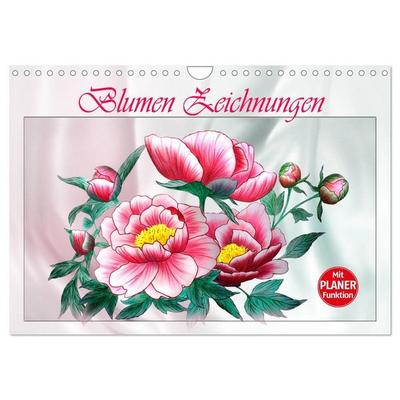 Blumen-Zeichnungen (Wandkalender 2027 DIN A4 quer), CALVENDO Monatskalender
