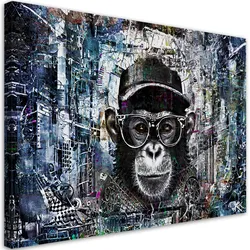 LEINWANDBILD Schimpanse Affe Abstraktion 90x60cm