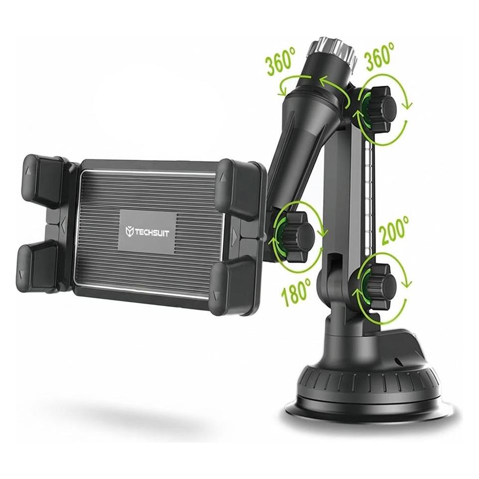 Techsuit - Car Holder TabbyX (ST1) - for Tablet/Phone, Flexible, 360° Adjust, Universal - Black (61309274)
