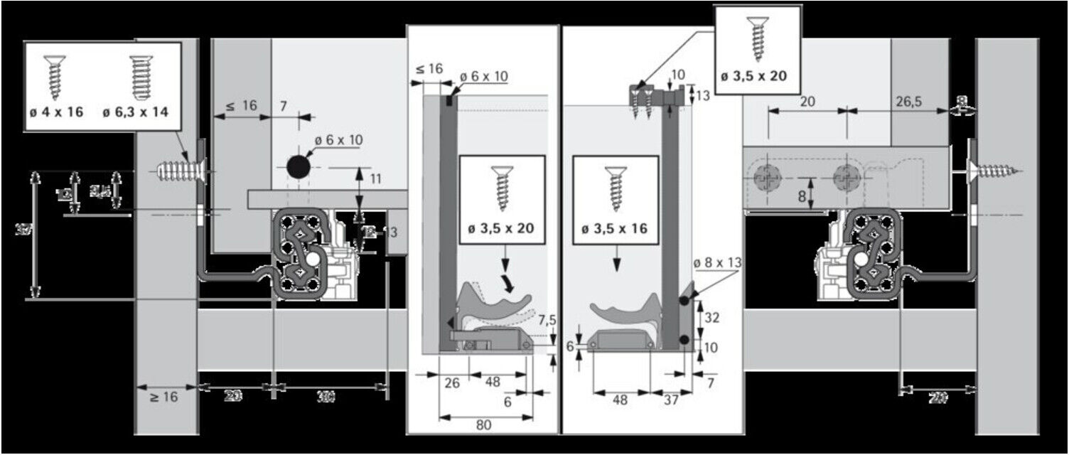 Hettich QV6 25 SFD FL/380 EB QUADRO VA Holzkasten (9047682)