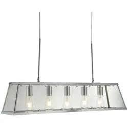 Voyager 5Flammiger Leisten Pendelleuchte, Chrom, Glas Chrom / klar dimmbar
