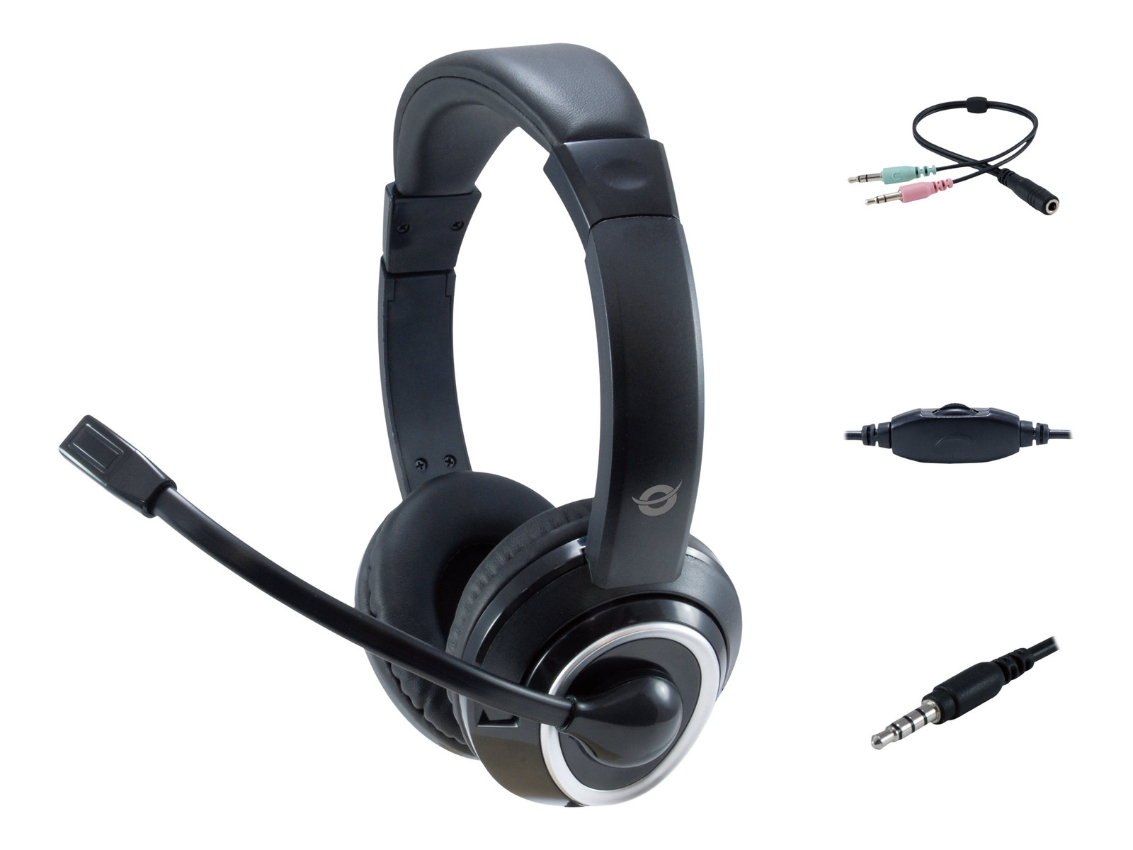 Conceptronic POLONA02BA Stereo Headset met Microfoon en 2m Kabel, Wit