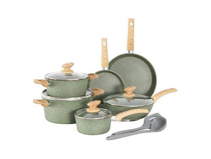 LuxusKollektion Topf-Set 12tlg Töpfe Pfannen Induktion Gasherd Mikrowelle Grün