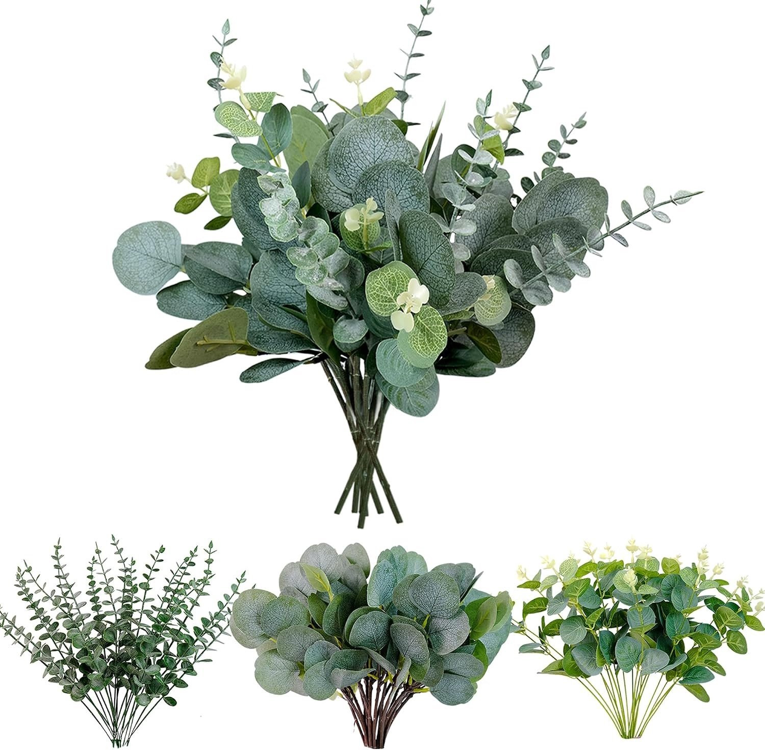 Set van 30 kunstmatige eucalyptus planten voor decoratie en tafelversiering