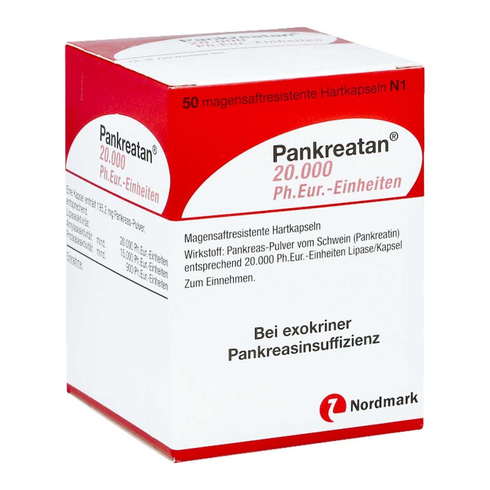 NORDMARK Pharma GmbH Pankreatan 20.000 Ph.eur.-einheiten msr.Hartkaps. 15427419