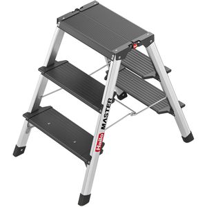 Hailo Klapptritt Master D70, 10000-126, eloxiertes Aluminium, beidseitig begehbar, mit 2 x 3 Stufen à 12cm Tiefe