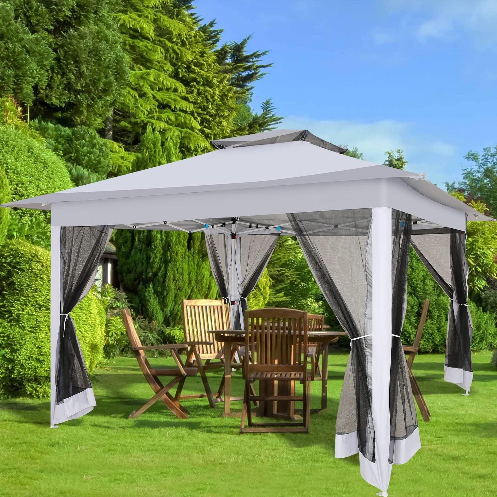 Pop-up-Partyzeltt - Faltzelt - Gartenzelt - Campingzelt - Lichtgrau - Automatisches Dach