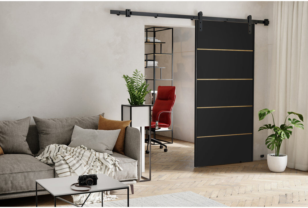August Grove Door Black 76cm x 205cm