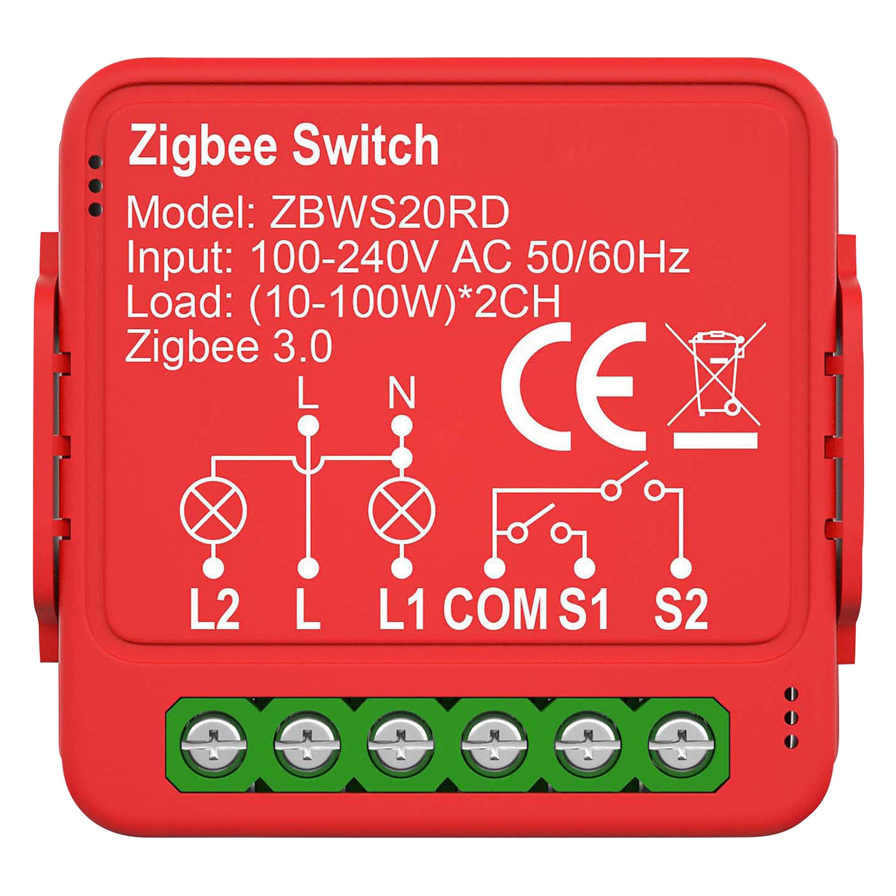Nedis SmartLife Power Switch | Zigbee 3.0 | 2x100 W | Terminal Anschluss | App erhältlich für: Androi (Schaltaktor) (ZBWS20RD)