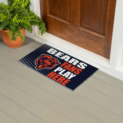 Evergreen "28 in. x 16 in. Chicago Bears ""Fans Play Here"" PVC Door Mat"