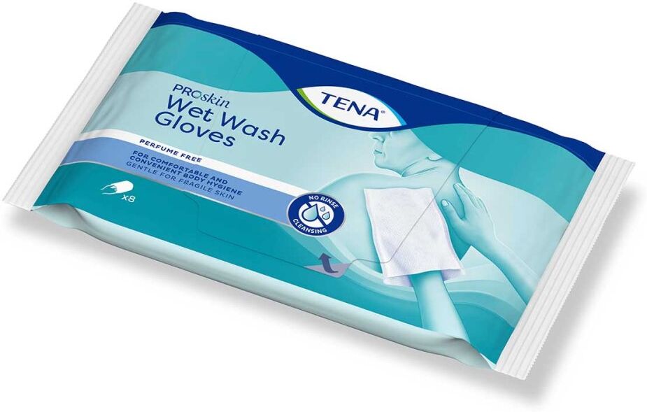 Tena Wet Wash Glove parfümfrei 15x23 cm blau 8stk