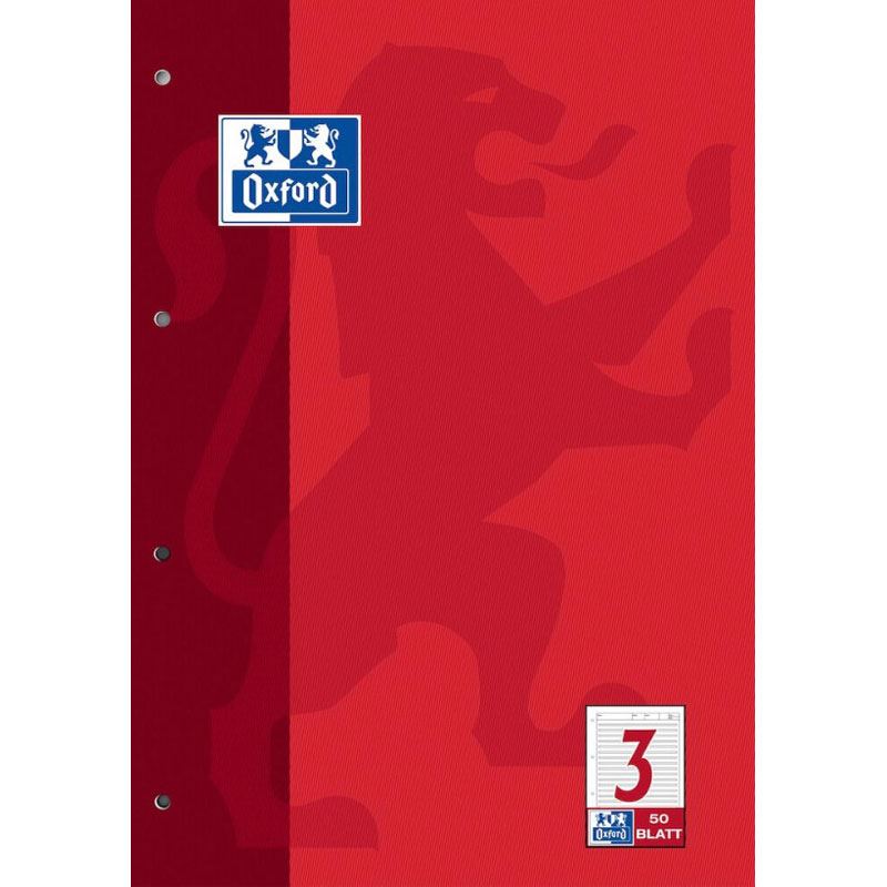 Oxford Arbeitsblock, DIN A4, 50 Blatt, Lineatur 3