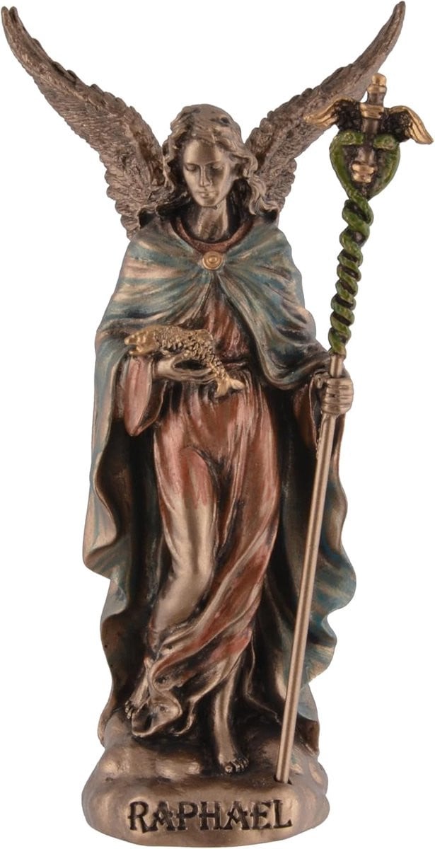 Handgeschilderd Miniatuur Beeldje Helende Engel met Brons Effect