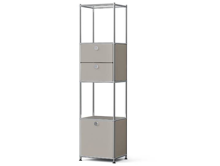 Tchibo - Metall-Regal »Cn3 Slim Line« mit 2 versetzbaren Schubladen und 1 versetzbaren Klappe - 40x30,5x158,5cm - hellgrau -